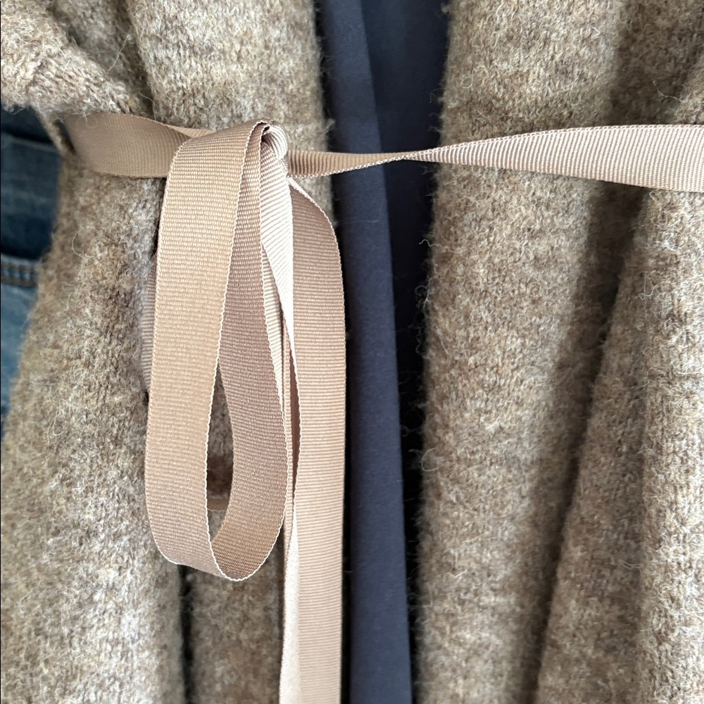 Anthropologie Moth cocoa brown Open Front Cardigan w/ attached grosgrain Belt - Picture 6 of 10
